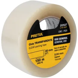 Cintas de Embalaje Transparente 48mm x150m Adhesivo acrilico E0.040mm Pretul 20527 Pretul-Cintas de Embalaje Transparente 48mm x