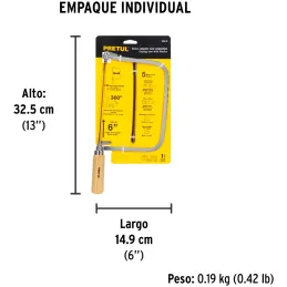 Arco de Sierra Arco Calador 6", Incluye 5 sierras, Varios Usos, ACA-6 20000 Pretul Pretul-Arco de Sierra Arco Calador 6", Incluy