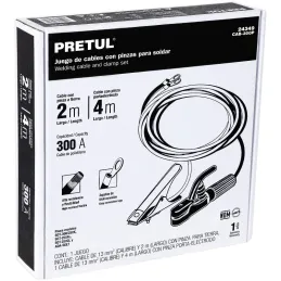 Juego Porta Electrodo y Tenaza de Tierra 300A, CT 2 m 6 AWG PE 4 m 6AWG, CAB-300P 24349 Pretul Pretul-Juego Porta Electrodo y Te