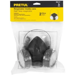 Respirador 2 Filtros Sin Cartuchos incluye Valvula de Exhalacion, Bandas Elasticas Ajustable, RES-2-P 23391 Pretul Pretul-Respir