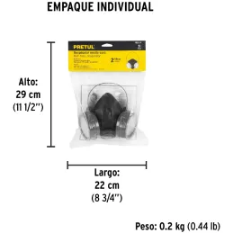 Respirador 2 Filtros Sin Cartuchos incluye Valvula de Exhalacion, Bandas Elasticas Ajustable, RES-2-P 23391 Pretul Pretul-Respir