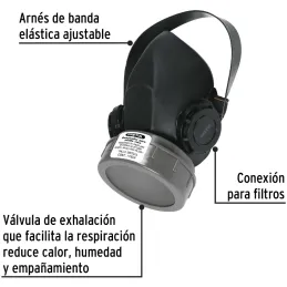 Respirador 1 Filtro Sin Cartuchos incluye Valvula de Exhalacion, Bandas Elasticas Ajustable, RES-1-P 23390 Pretul Pretul-Respira