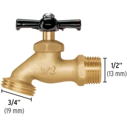 Caño para Jardin Conexión Roscada Macho 1/2" Salida 3/4", de Laton 100g, LL-JAR-P 22146 Pretul Pretul-Caño para Jardin Conexión 