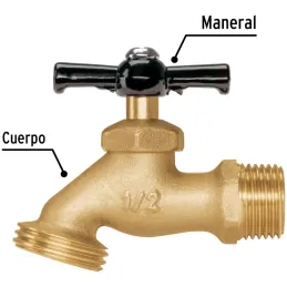 Caño para Jardin Conexión Roscada Macho 1/2" Salida 3/4", de Laton 100g, LL-JAR-P 22146 Pretul Pretul-Caño para Jardin Conexión 