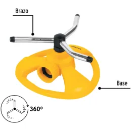 Aspersor Plastico 3 Brazos de Aluminio 3/4", Alcance 5m, 50 PSI, Area 360, REG-3 20065 Pretul Pretul-Aspersor Plastico 3 Brazos 