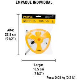 Aspersor Plastico 3 Brazos de Aluminio 3/4", Alcance 5m, 50 PSI, Area 360, REG-3 20065 Pretul Pretul-Aspersor Plastico 3 Brazos 
