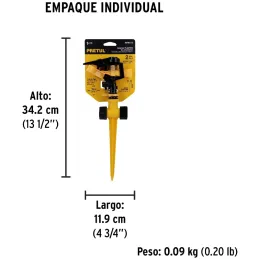 Aspersor Plastico 2 vias Entrada 3/4", Estaca 19.5cm, Alcance 8m, Area 360, 50 PSI, ASPRO-11X 20060 Pretul Pretul-Aspersor Plast
