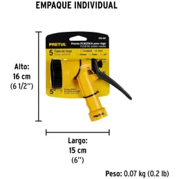 Pistola de Riego 5 Funciones Plasticas Gatillo y Clip para flujo continuo, PIM-55P 22765 Pretul Pretul-Pistola de Riego 5 Funcio