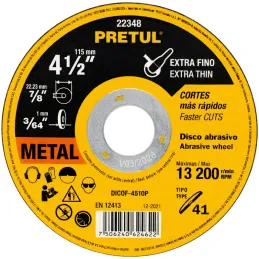 Disco Corte Metal 4 1/2" x1mm T41 OxidoAlumino, DICOF-4510P Pretul 22348