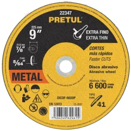 Discos Corte Metal 9" x2mm T41 Oxido de Alumino, DICOF-9020P 22347 Pretul Pretul-Discos Corte Metal 9" x2mm T41 Oxido de Alumino