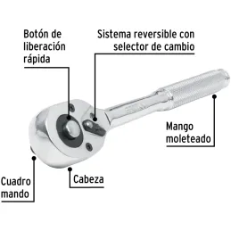 Ratchet de Liberacion rapida, cabeza de pera, encastre 1/2", Acero al Carbono, M-5452PB 21152 Pretul Pretul-Ratchet de Liberacio