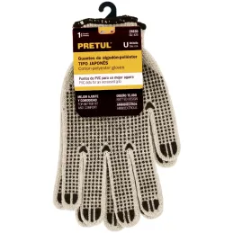 Guantes de Algodón Unitalla con puntos de PVC en palma y dorso, puño tejido, GU-PU-P 21830 Pretul Pretul-Guantes de Algodón Unit