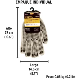 Guantes de Algodón Unitalla con puntos de PVC en palma y dorso, puño tejido, GU-PU-P 21830 Pretul Pretul-Guantes de Algodón Unit