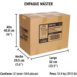 Guantes de Algodón Unitalla con puntos de PVC en palma y dorso, puño tejido, GU-PU-P 21830 Pretul Pretul-Guantes de Algodón Unit