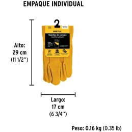 Guantes de Carnaza Unitalla con puño corto de seguridad, para soldadura y Mantenimiento Pretul 23262 Pretul-Guantes de Carnaza U
