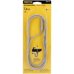 Destapacaños 1.8 m, Acero galvanizado, para obstrucciones sencillas, DECA-6P 22882 Pretul Truper-Destapacaños 1.8 m, Acero galva