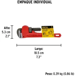 Llave Stilson 8" A19mm, STI-8P 22010 Pretul Pretul-Llave Stilson 8" A19mm, STI-8P 22010 Pretul Mordaza ajustable, forjada en ace