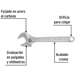 Llave Francesa 12" A1-5/16" Cromadas Pretul 21817 Pretul-Llave Francesa 12" A1-5/16" Cromadas Pretul 21817 Forjado en acero al c
