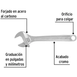 Llave Francesa 10" A1-1/8" Cromadas Pretul 21816 Pretul-Llave Francesa 10" A1-1/8" Cromadas Pretul 21816 Forjado en acero al car