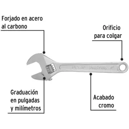 Llave Francesa 8" A15/16" Cromadas Pretul 21815 Pretul-Llave Francesa 8" A15/16" Cromadas Pretul 21815 Forjado en acero al carbo