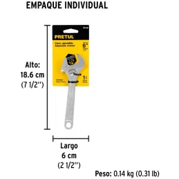 Llave Francesa 6" A3/4" Cromadas Pretul 21814 Pretul-Llave Francesa 6" A3/4" Cromadas Pretul 21814 Forjado en acero al carbono A
