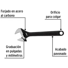 Llave Francesa 12" A1-5/16" ACarbono Fosfatadas Pretul 21825 Pretul-Llave Francesa 12" A1-5/16" ACarbono Fosfatadas Pretul 21825