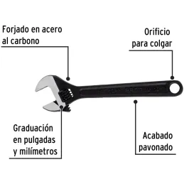 Llave Francesa 10" A1-1/8" ACarbono Fosfatadas Pretul 21824 Pretul-Llave Francesa 10" A1-1/8" ACarbono Fosfatadas Pretul 21824 F