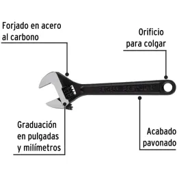 Llave Francesa 8" A15/16" ACarbono Fosfatadas Pretul 21823 Pretul-Llave Francesa 8" A15/16" ACarbono Fosfatadas Pretul 21823 For