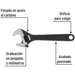 Llave Francesa 6" A3/4" ACarbono Fosfatadas Pretul 21822 Pretul-Llave Francesa 6" A3/4" ACarbono Fosfatadas Pretul 21822 Forjado