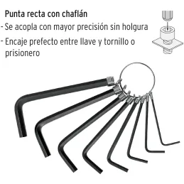 Juegos de 8 Llaves Allen MM Pretul 21851 Pretul-Juegos de 8 Llaves Allen MM Pretul 21851 Fabricadas en acero al carbono Acabado 