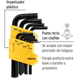 Juegos de 10 Llaves Allen MM Pretul 21855 Pretul-Juegos de 10 Llaves Allen MM Pretul 21855 Fabricadas en acero al carbono con ac