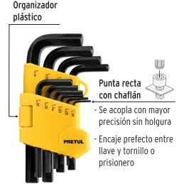 Juegos de 10 Llaves Allen Pulgadas Pretul 21854 Pretul-Juegos de 10 Llaves Allen Pulgadas Pretul 21854 Fabricadas en acero al ca