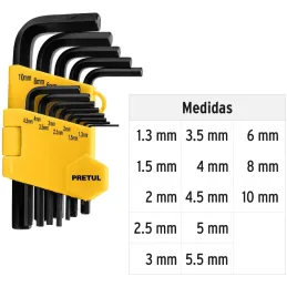 Juegos de 13 Llaves Allen MM Pretul 21857 Pretul-Juegos de 13 Llaves Allen MM Pretul 21857 Fabricadas en acero al carbono con ac