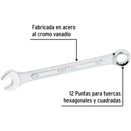 Llaves Boca 12mm Mixta Combinada CrVanadio Pretul 21906 Pretul-Llaves Boca 12mm Mixta Combinada CrVanadio Pretul 21906 Fabricada