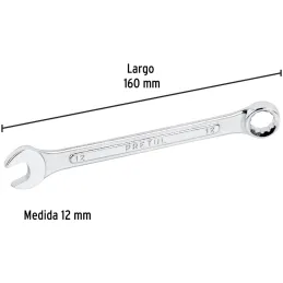 Llaves Boca 12mm Mixta Combinada CrVanadio Pretul 21906 Pretul-Llaves Boca 12mm Mixta Combinada CrVanadio Pretul 21906 Fabricada
