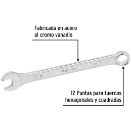 Llaves Boca 9mm Mixta Combinada CrVanadio Pretul 21903 Pretul-Llaves Boca 9mm Mixta Combinada CrVanadio Pretul 21903 Fabricada e