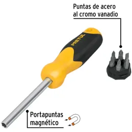 Juego Desarmadores Multipunta 6 Puntas, Porta puntas Magnetico Acero al Cromo Vanadio, DES-6P 21372 Pretul Pretul-Juego Desarmad
