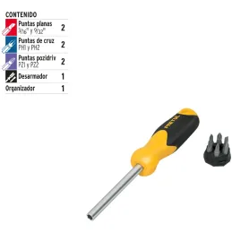 Juego Desarmadores Multipunta 6 Puntas, Porta puntas Magnetico Acero al Cromo Vanadio, DES-6P 21372 Pretul Pretul-Juego Desarmad