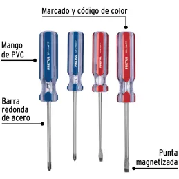 Juego Desarmadores 4 Pza 3/16 1/4" MangoPVC Pretul 20212 Pretul-Juego Desarmadores 4 Pza 3/16 1/4" MangoPVC Pretul 20212 Barra d