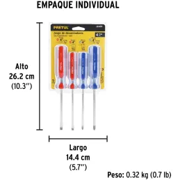 Juego Desarmadores 4 Pza 3/16 1/4" MangoPVC Pretul 20212 Pretul-Juego Desarmadores 4 Pza 3/16 1/4" MangoPVC Pretul 20212 Barra d