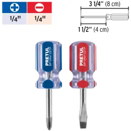 Juego Desarmadores 2 Pza 1/4" Estrella Plano Trompo MangoPVC Pretul 21379 Pretul-Juego Desarmadores 2 Pza 1/4" Estrella Plano Tr