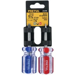 Juego Desarmadores 2 Pza 1/4" Estrella Plano Trompo MangoPVC Pretul 21379 Pretul-Juego Desarmadores 2 Pza 1/4" Estrella Plano Tr