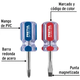 Juego Desarmadores 2 Pza 1/4" Estrella Plano Trompo MangoPVC Pretul 21379 Pretul-Juego Desarmadores 2 Pza 1/4" Estrella Plano Tr