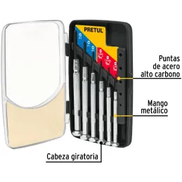 Desarmadores Juegos 6 Pza Mmetalico electronica y Presicion Pretul 21382 Pretul-Desarmadores Juegos 6 Pza Mmetalico electronica 