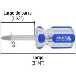 Desarmador Estrella 1/4" x1-1/2" N2 MangoPVC Pretul 21476 Pretul-Desarmador Estrella 1/4" x1-1/2" N2 MangoPVC Pretul 21476 Barra