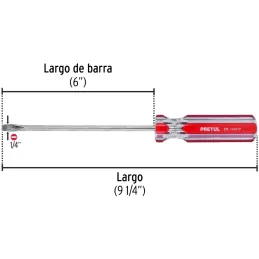 Desarmador Plano 1/4" x6" MangoPVC Pretul 21462 Pretul-Desarmador Plano 1/4" x6" MangoPVC Pretul 21462 Barra de acero al carbono