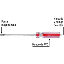 Desarmador Plano 1/4" x6" MangoPVC Pretul 21462 Pretul-Desarmador Plano 1/4" x6" MangoPVC Pretul 21462 Barra de acero al carbono