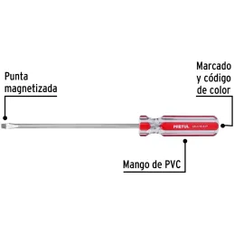 Desarmador Plano 3/16" x6" MangoPVC Pretul 21457 Pretul-Desarmador Plano 3/16" x6" MangoPVC Pretul 21457 Barra de acero al carbo