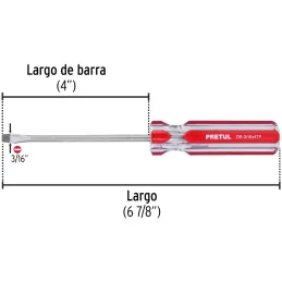 Desarmador Plano 3/16" x4" MangoPVC Pretul 21458 Pretul-Desarmador Plano 3/16" x4" MangoPVC Pretul 21458 Barra de acero al carbo