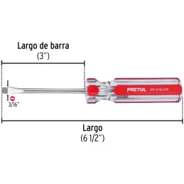 Desarmador Plano 3/16" x3" MangoPVC Pretul 21456 Pretul-Desarmador Plano 3/16" x3" MangoPVC Pretul 21456 Barra de acero al carbo